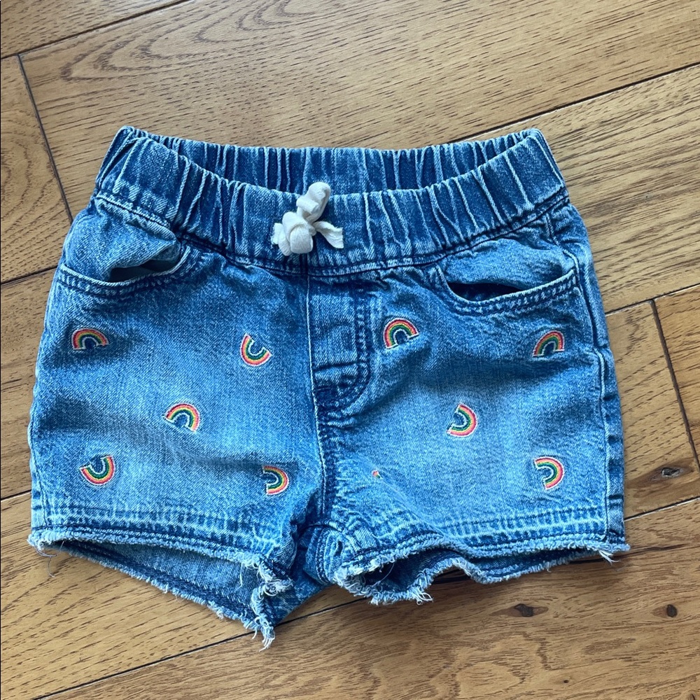 GAP Kids Denim Shorts with Rainbow Embroidery size 2t